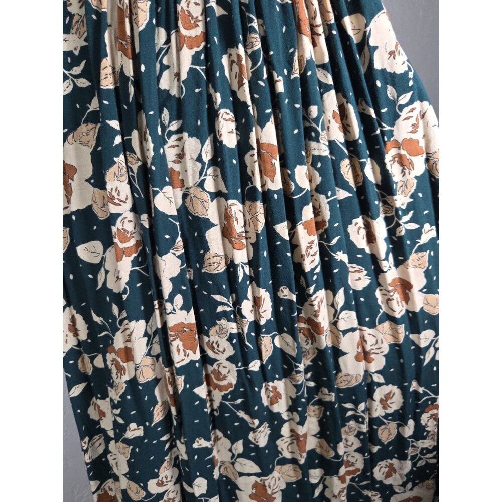 Women’s Casual Dress w/Front Pockets Vintage Dressing Clio Floral Green - Picture 3 of 8